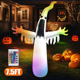 7.5FT Inflatable Halloween Ghost with RGB Color-Changing LED & Remote